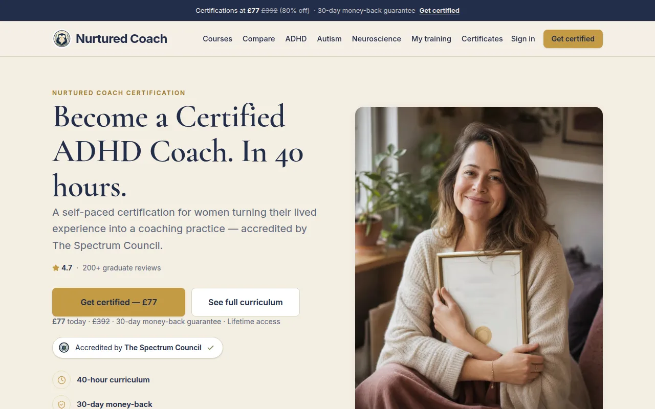 Nurtured Coach — accredited ADHD & neurodiversity coaching certification